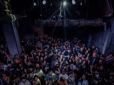 Packed dance floor with hands in the air under the lights at The Catwalk Club, Downtown LA (Sat 18 June)