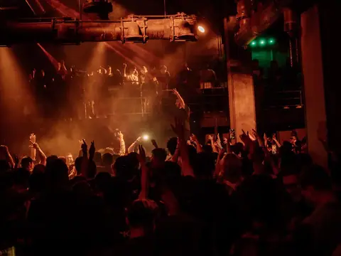 Packed dance floor with hands in the air under the lights at The Catwalk Club, Downtown LA (Sat 18 June)
