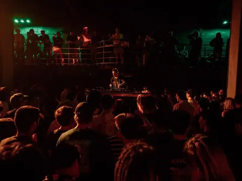 Packed dance floor with hands in the air under the lights at The Catwalk Club, Downtown LA (Sat 18 June)