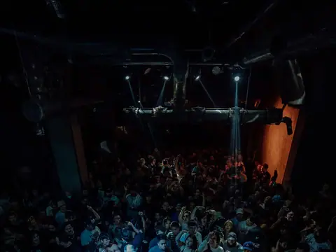 Packed dance floor with hands in the air under the lights at The Catwalk Club, Downtown LA (Sat 18 June)