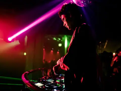 DJ performing in the booth above the crowd at The Catwalk Club, Downtown LA (Fri 22 October)