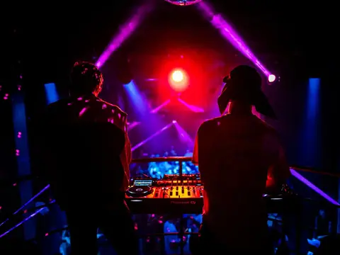 DJ performing in the booth above the crowd at The Catwalk Club, Downtown LA (Fri 22 October)