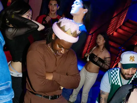 Guests posing for a photo during a club night at The Catwalk Club, DTLA (Tue 02 April)