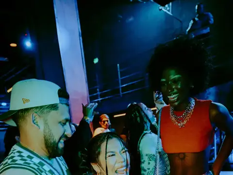 Guests posing for a photo during a club night at The Catwalk Club, DTLA (Tue 02 April)