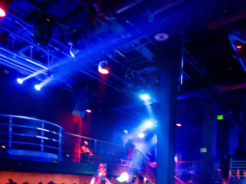 Laser and moving-beam light show over the dance floor at The Catwalk Club (Tue 02 April)