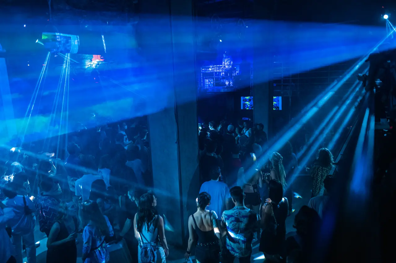 Light show over the dance floor at The Catwalk Club